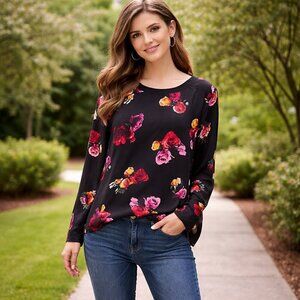 Thakoon for DesigNation Black Floral Long Sleeve Blouse – Women’s Size Small